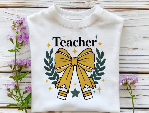 Adorable Teacher Design with Pencil Bow PNG for Thoughtful Gifts
