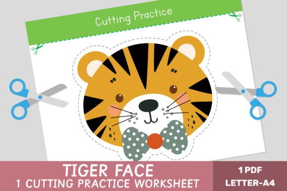 Cutting Practice Worksheet Tiger Face
