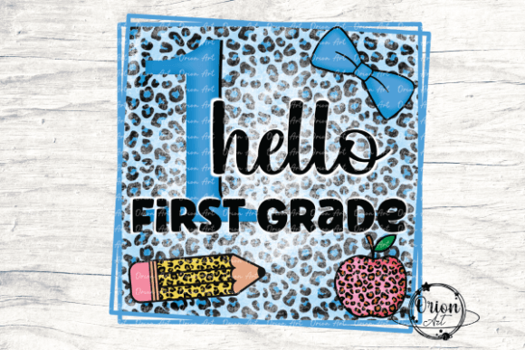 Hello First Grade Blue Leopard PNG