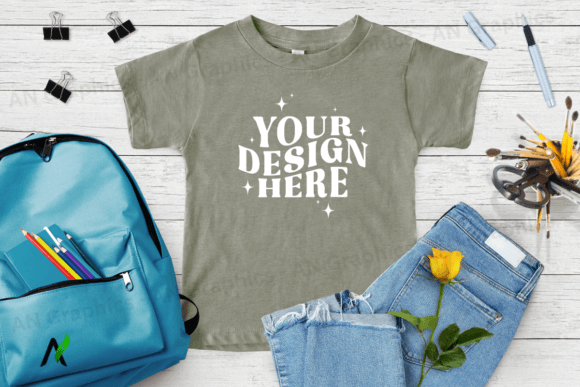 Kids Bella Canvas 3001B Mockup - 006: A Professional Tool for Back To School T-Shirt Designs